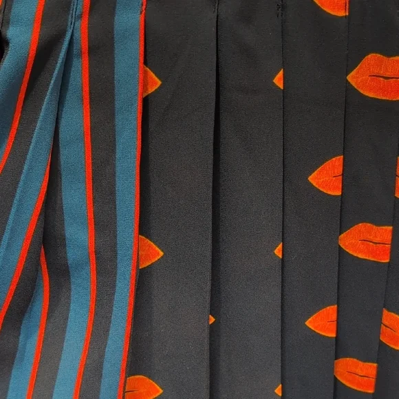 Striped And Patterned Midi Dress With Adjustable Waist Size L - Picture 7 of 10